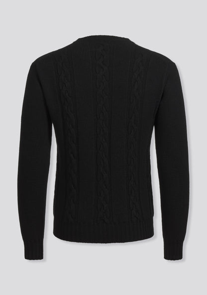 Black Crew-neck Sweater in Cashmere and Lana Wool