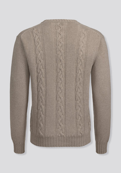 Ivory Crew-neck Sweater in Cashmere and Lana Wool