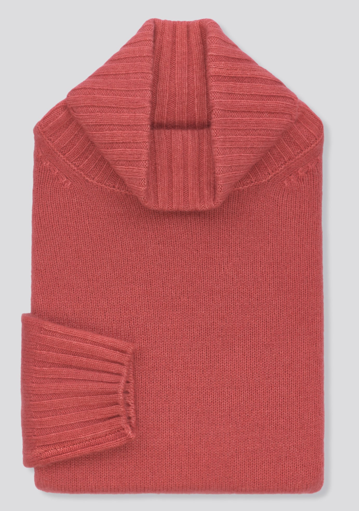 Coral Red Wool and Cashmere Turtleneck