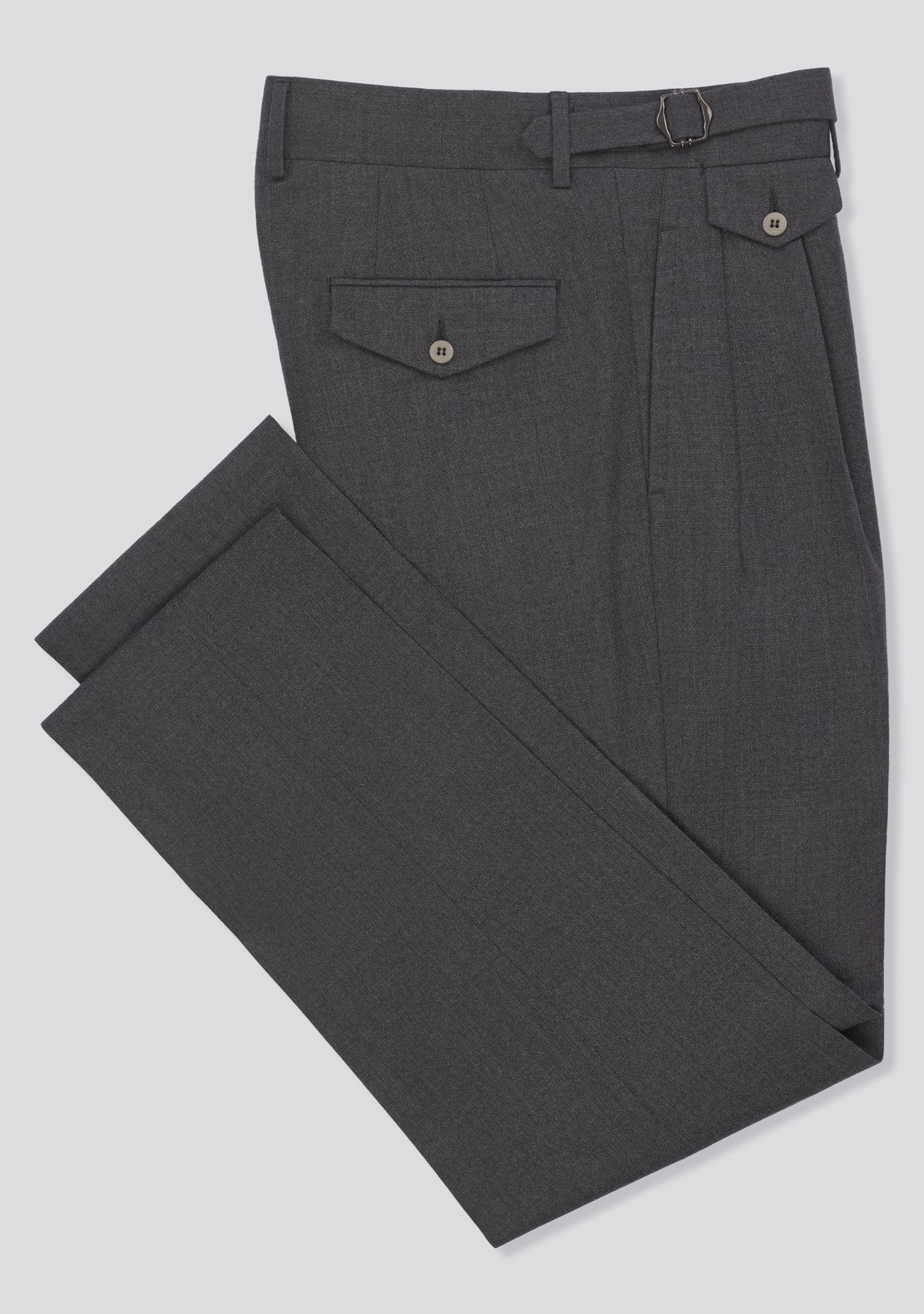 Grey Virgin Wool One Pleat Trousers