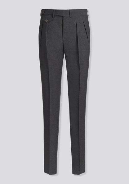 Grey Virgin Wool One Pleat Trousers