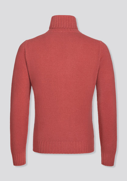 Coral Red Wool and Cashmere Turtleneck