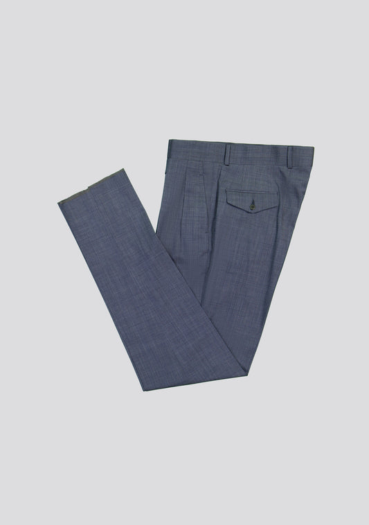 Medium Blue Wool-Blend Trousers with Side Adjusters