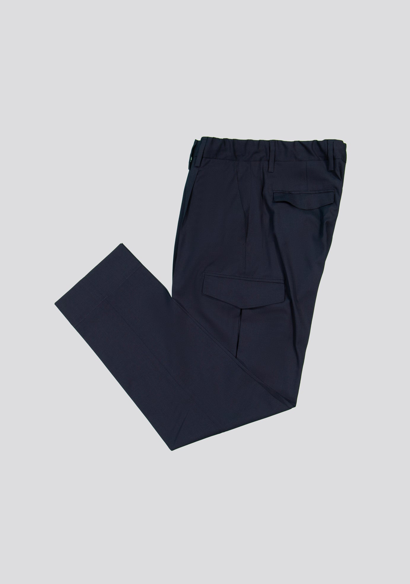 Navy Virgin Wool Cargo Trousers