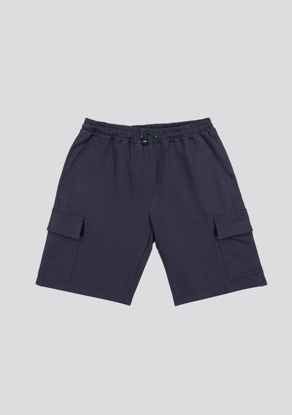 Navy Cargo Cotton Bermuda Shorts