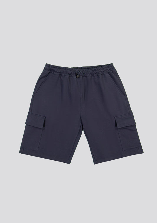 Navy Cargo Cotton Bermuda Shorts