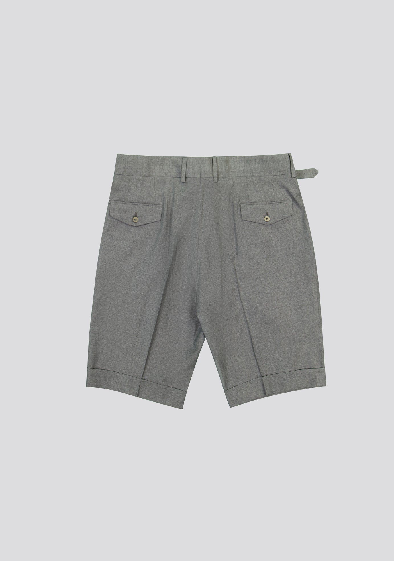 Ash Grey Virgin Wool Shorts With Side Adjusters