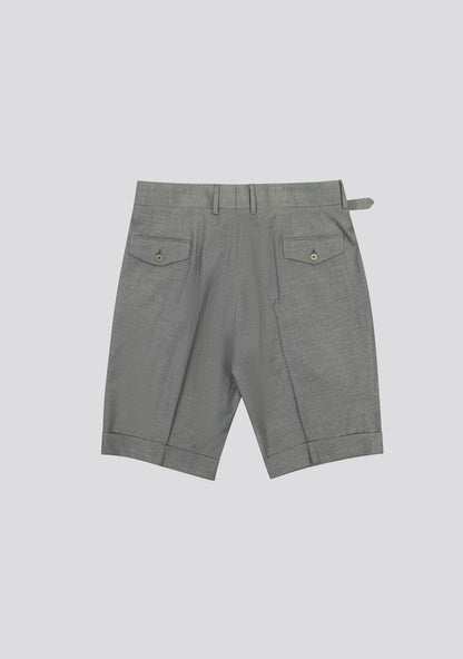 Ash Grey Virgin Wool Shorts With Side Adjusters
