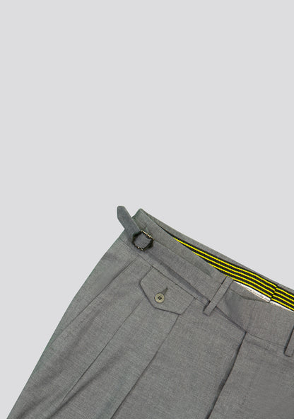 Ash Grey Virgin Wool Shorts With Side Adjusters