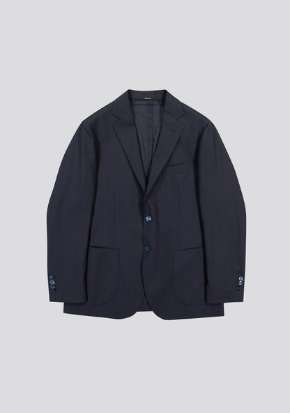 Navy Blue Wool Blend Jacket