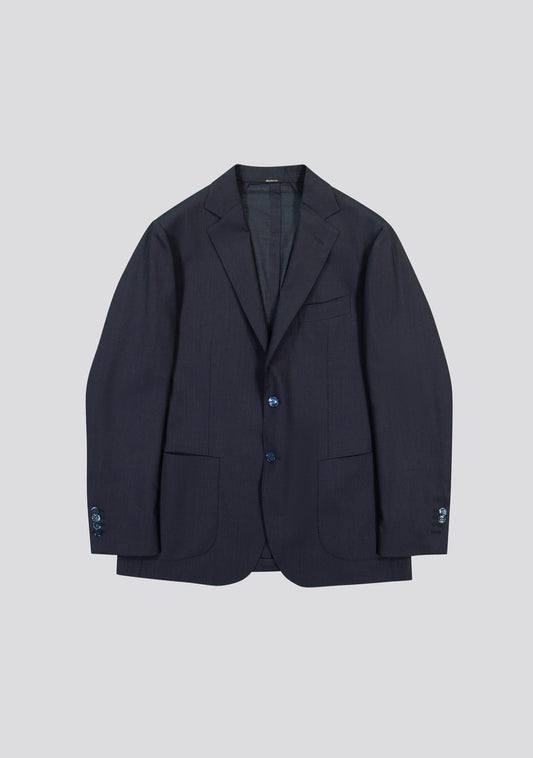 Navy Blue Wool Blend Jacket