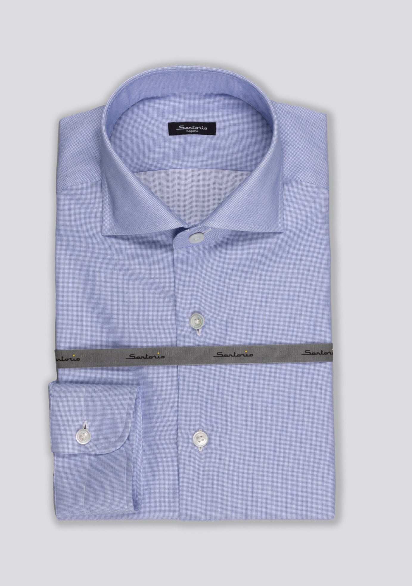 Cornflower Blue Micro Checked Cotton Shirt