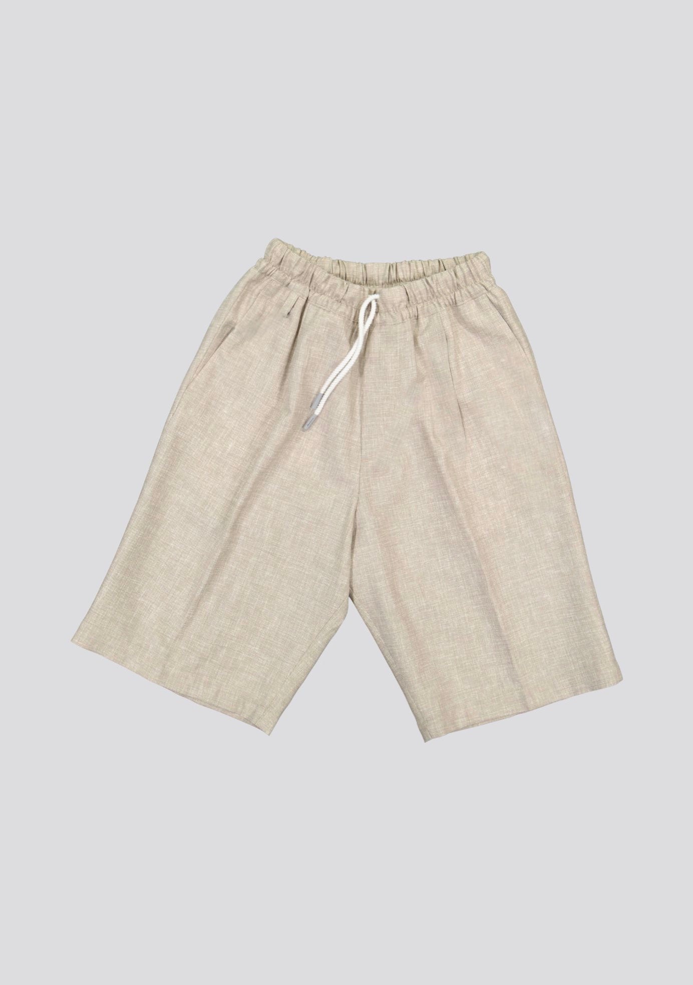 Linen Optic Beige Bermuda Shorts