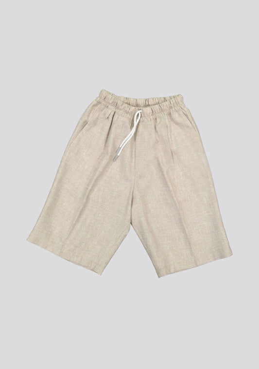 Linen Optic Beige Bermuda Shorts