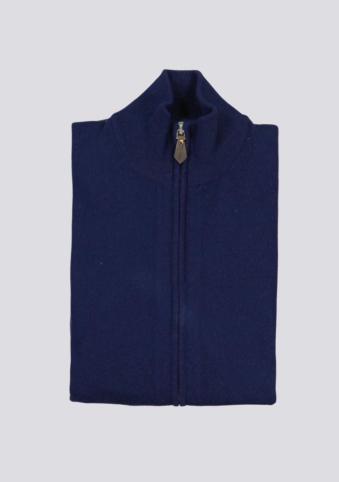 Navy Blue Blended Cashmere Zip Vest