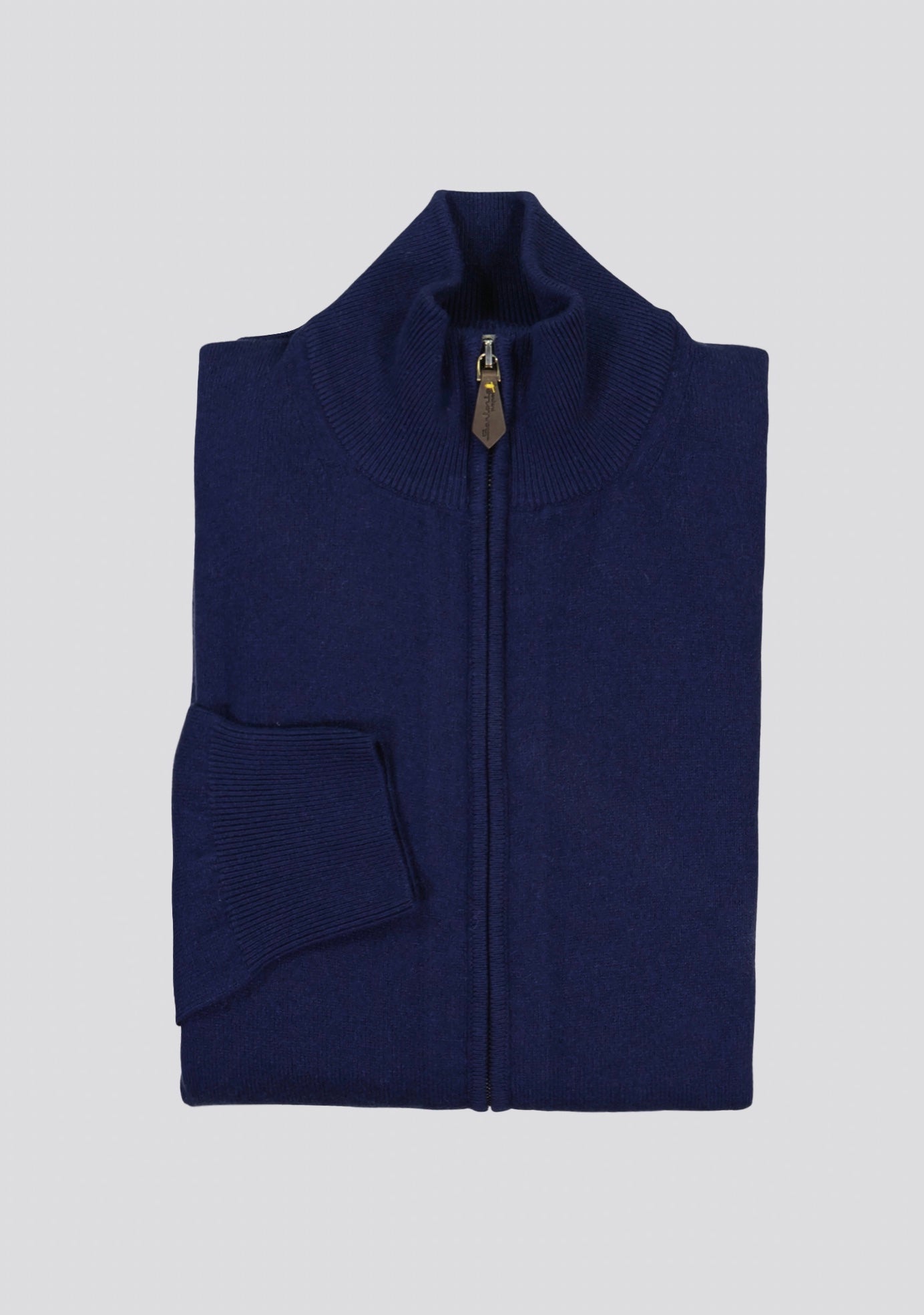 Navy Blue Blended Cashmere Zip Vest