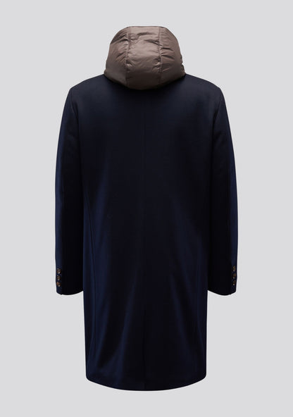 Virgin Wool Overcoat with Inner Down Vest Kired Collaboration