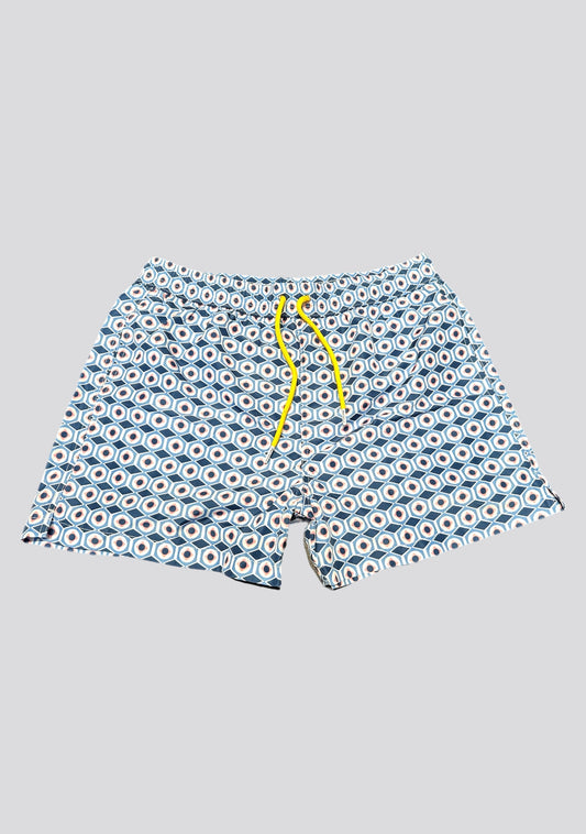 Patterned Blue Swim Shorts