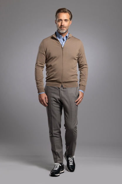 Steel Grey Wool Flannel Trousers