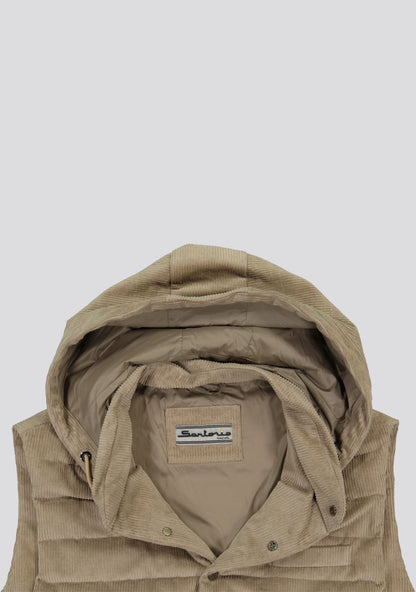 Cotton Beige Vest with hood