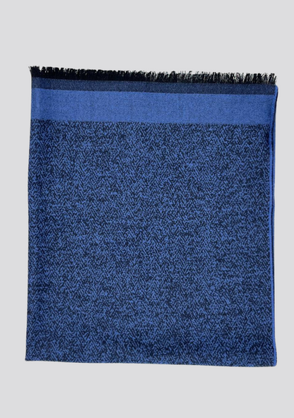 Blue Patterned Cashmere Scarf