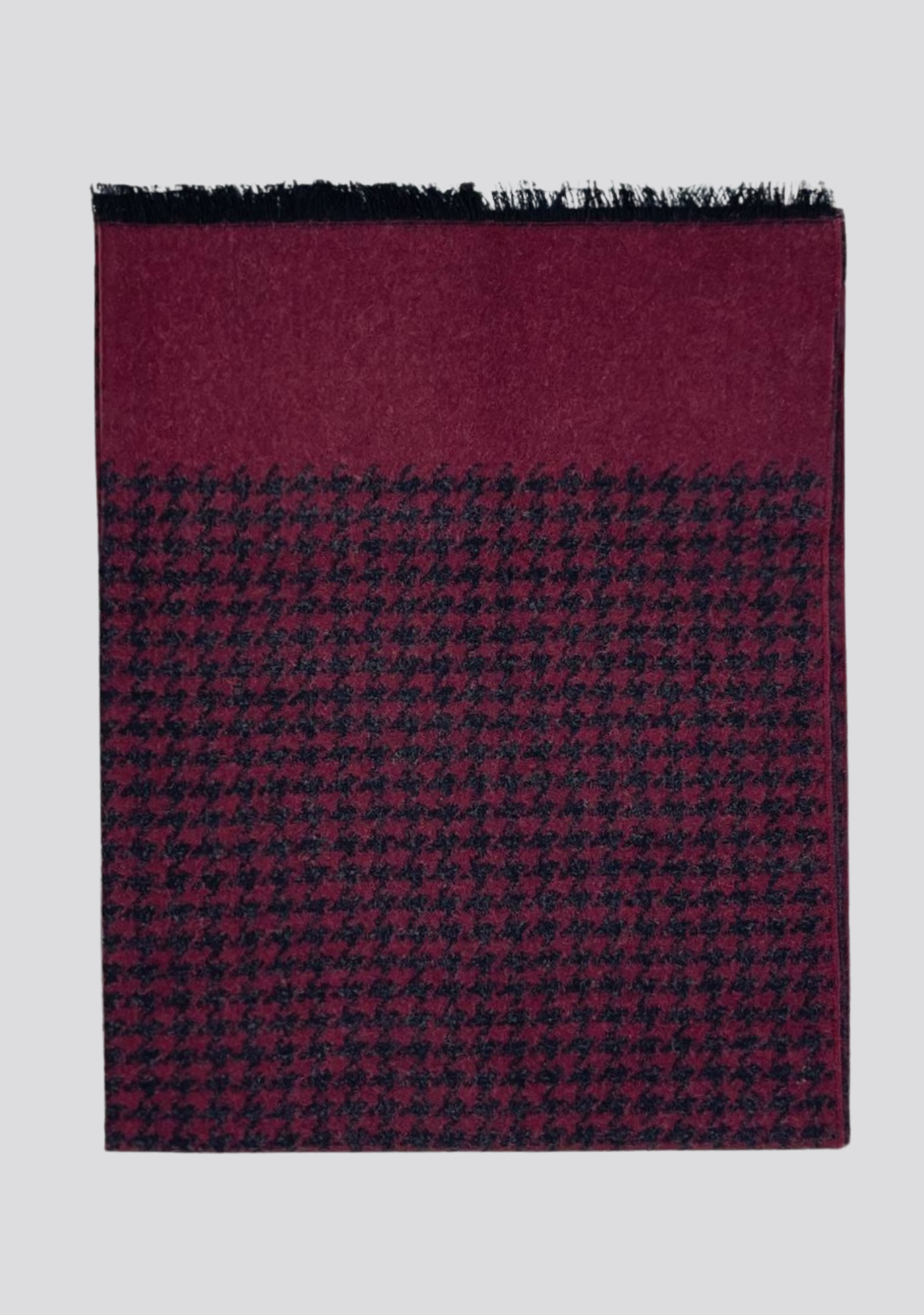 Burgundy Red Pied-de-Poule Patterned Cashmere Scarf