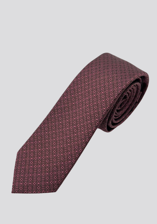 Burgundy Patterned Silk Tie