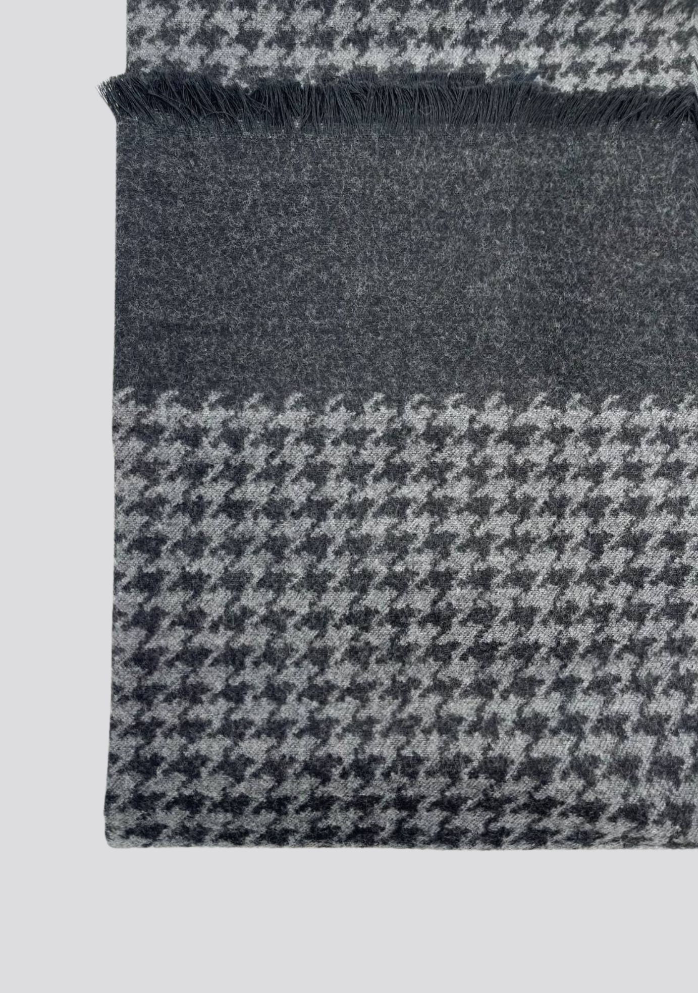 Gray Pied-de-Poule Patterned Cashmere Scarf