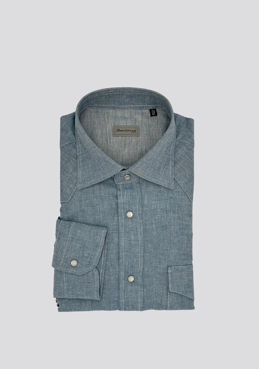 Sea Grey Cotton Denim Texas Shirt