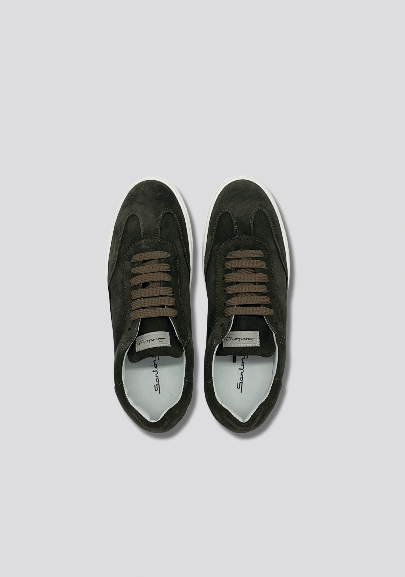 Forest Green Suede Sneakers with Vintage Stripe Accent