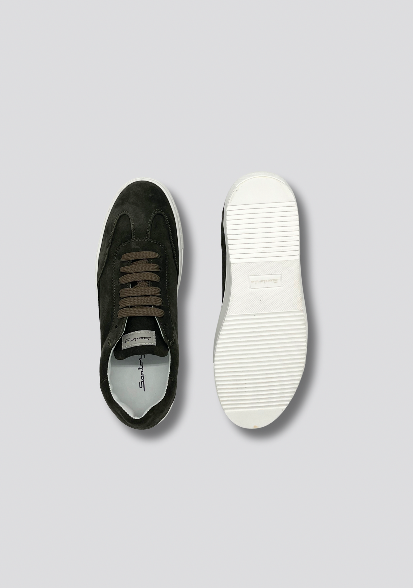 Forest Green Suede Sneakers with Vintage Stripe Accent