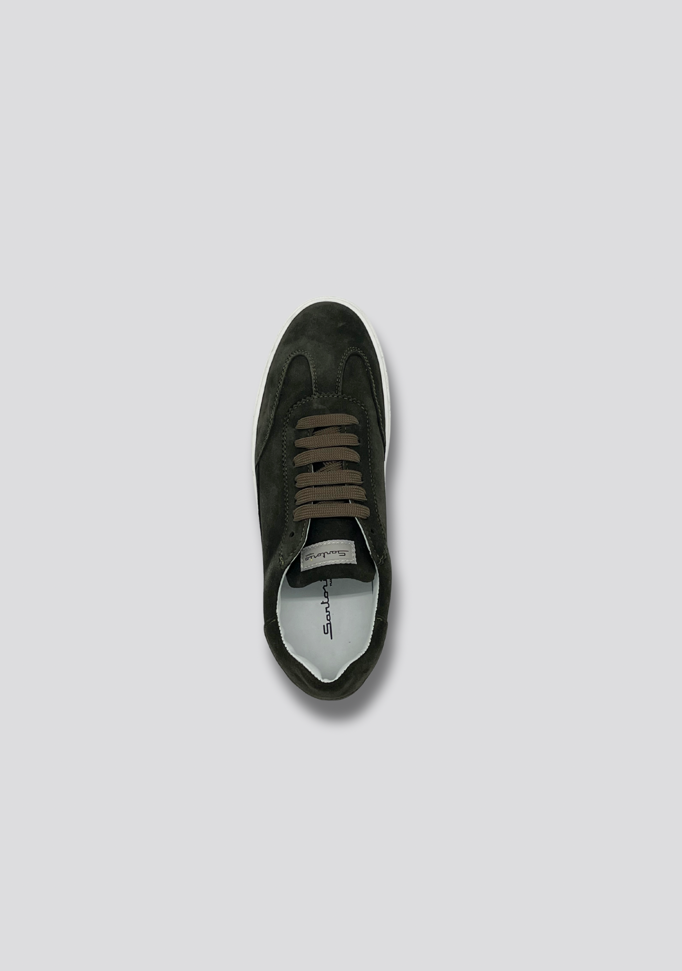 Forest Green Suede Sneakers with Vintage Stripe Accent