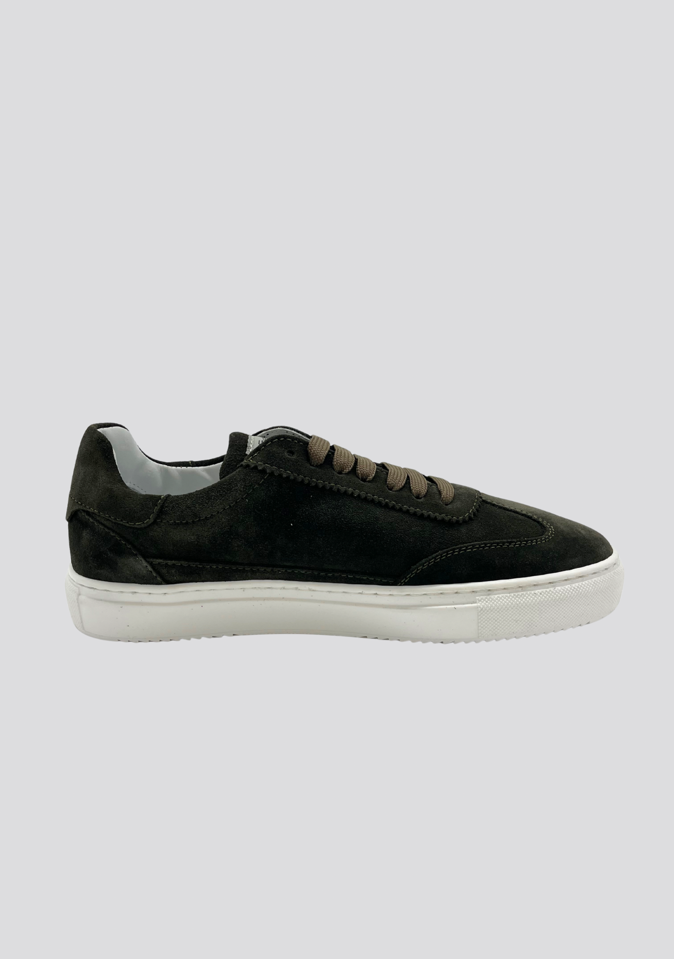 Forest Green Suede Sneakers with Vintage Stripe Accent