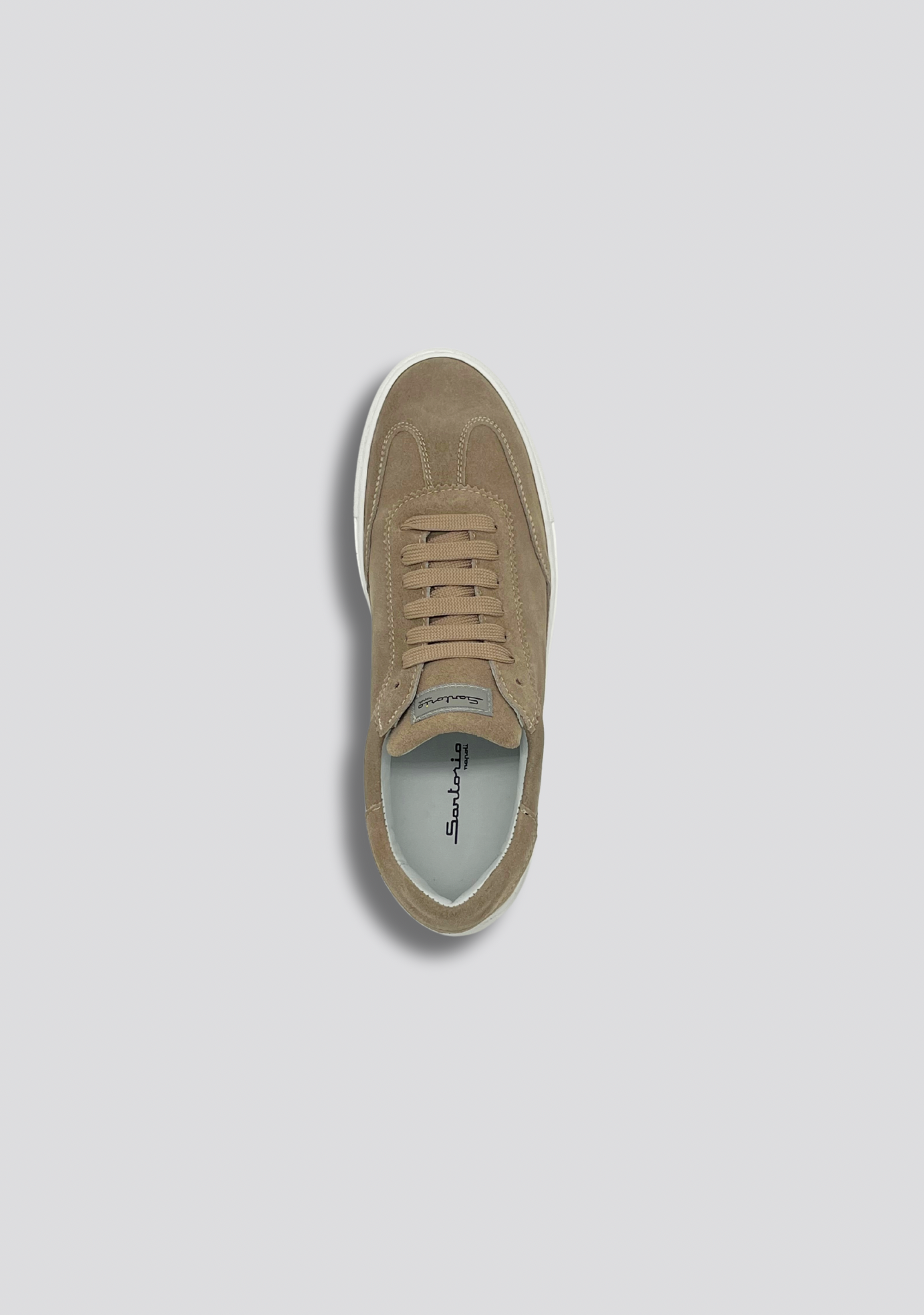 Mokka Beige Suede Sneakers with Vintage Stripe Accent