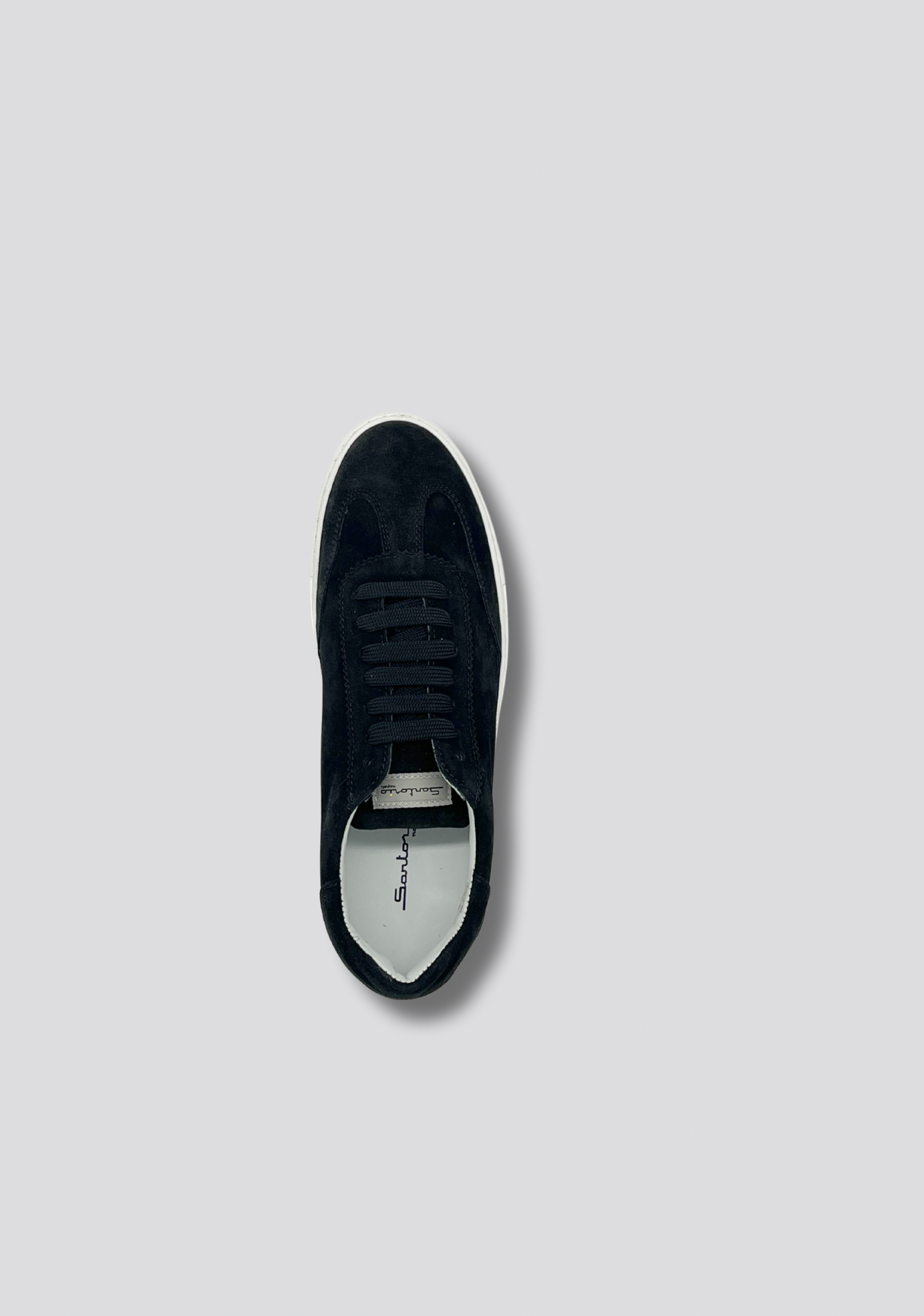 Black Suede Leather Sneakers with Vintage Stripe Accent