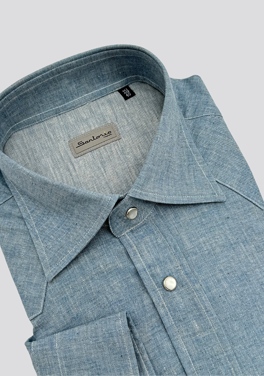 Sea Grey Cotton Denim Texas Shirt