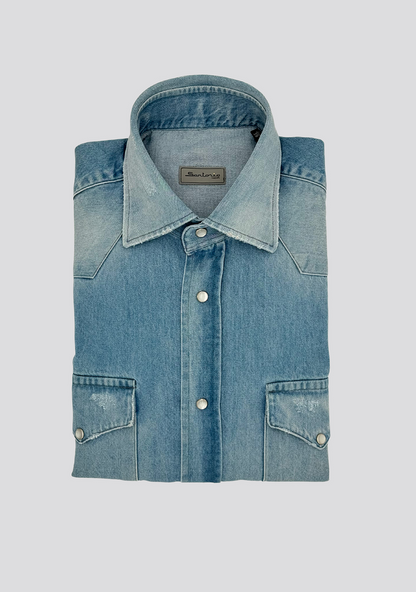 Light Blue Cotton Denim Texas Shirt