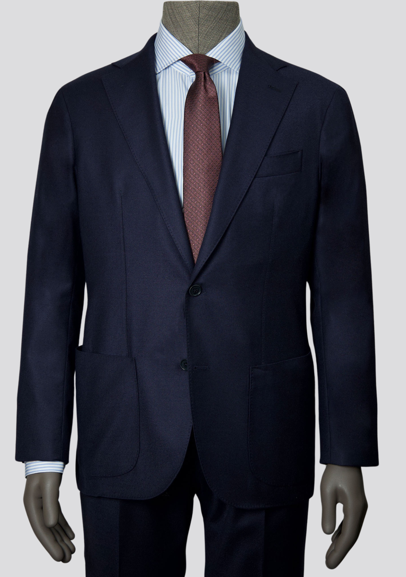 Dark Blue Casual Wool Suit