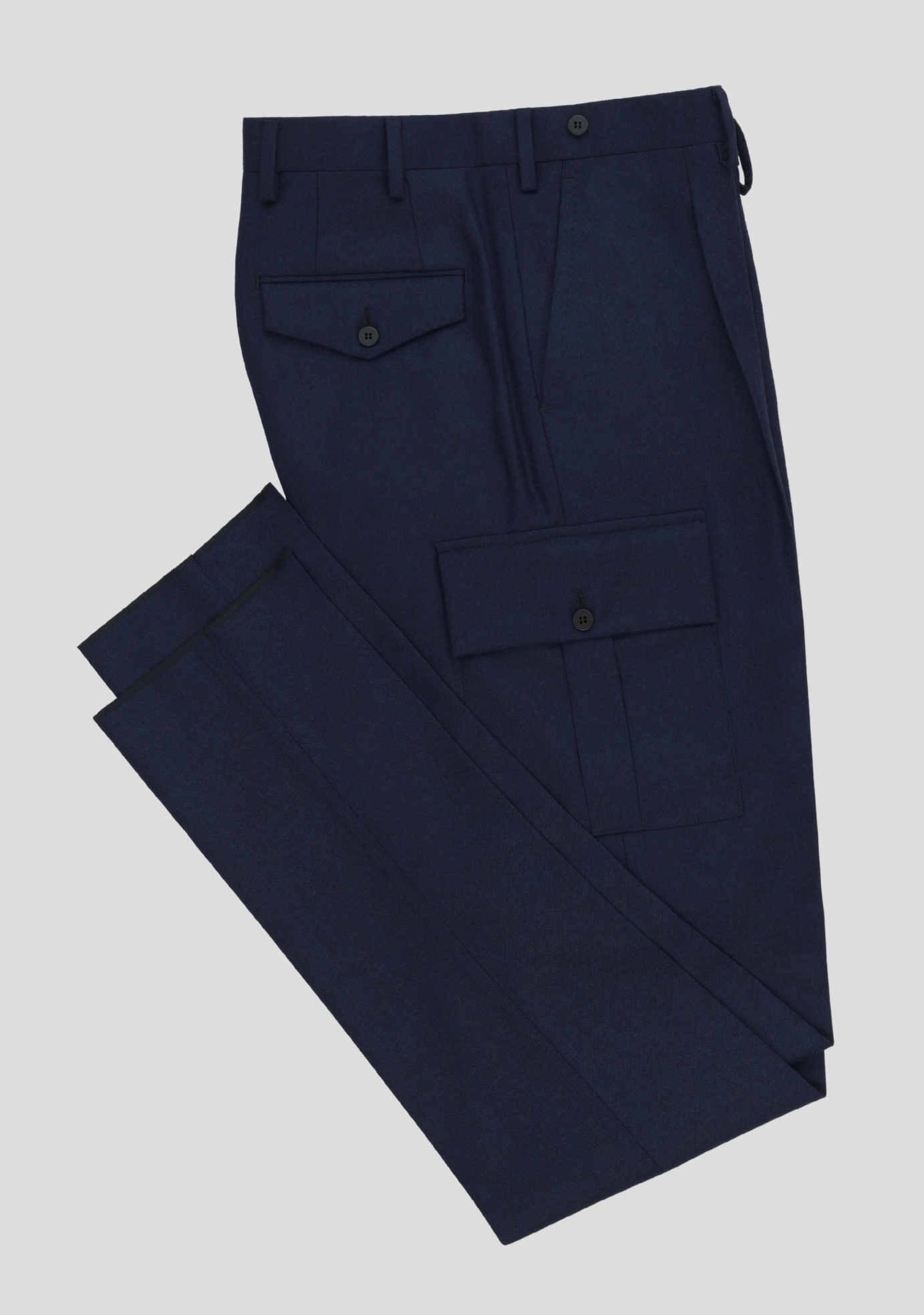 Dark Blue Virgin Wool Cargo Trousers