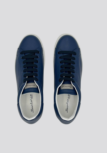 Navy Blue Low Top Leather Sneakers