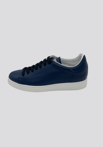 Navy Blue Low Top Leather Sneakers