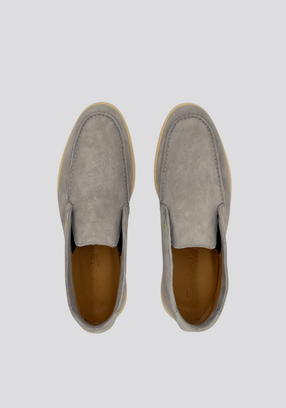 Ash Grey High Top Leather Loafers