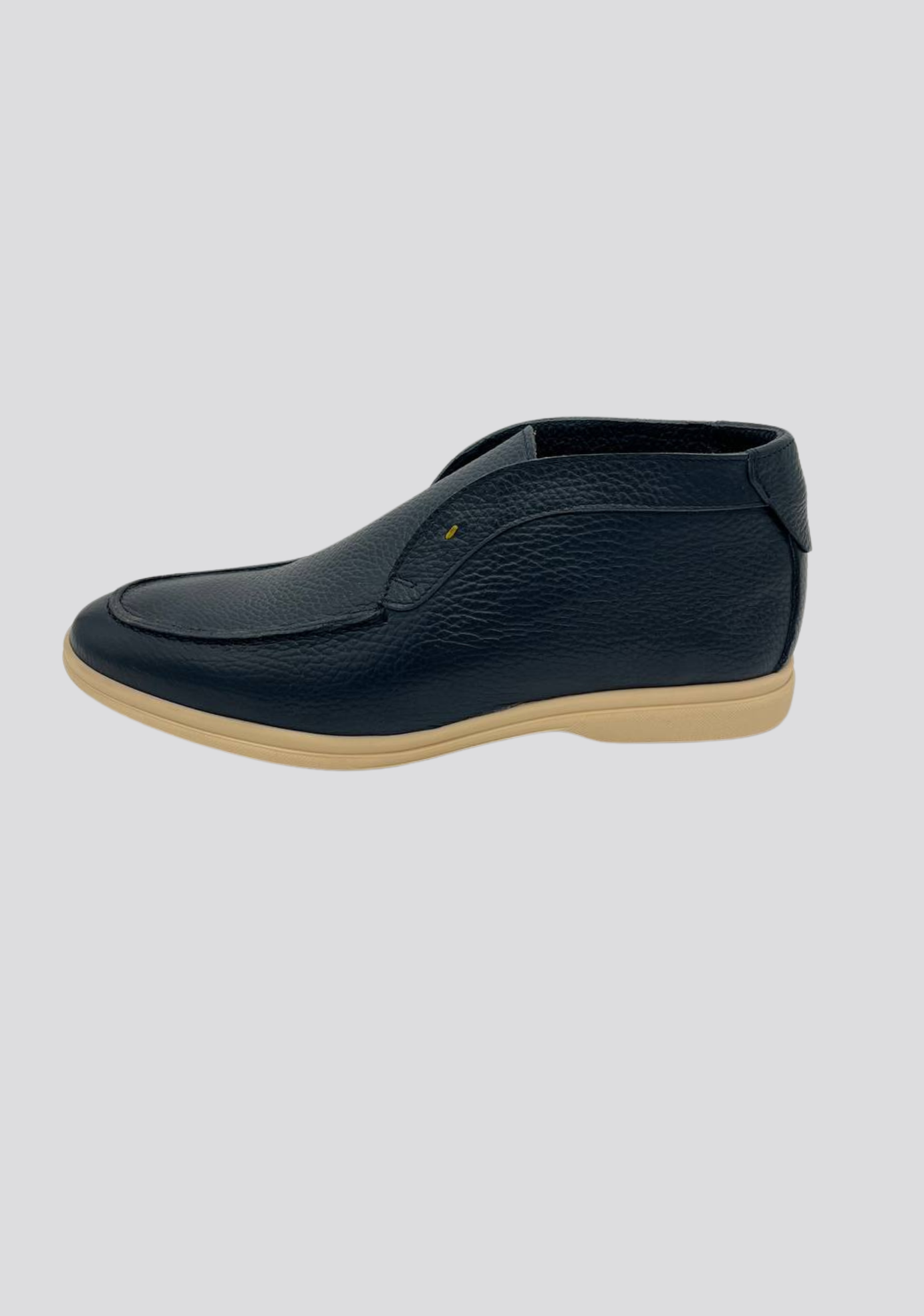 Navy Blue High Top Leather Loafers