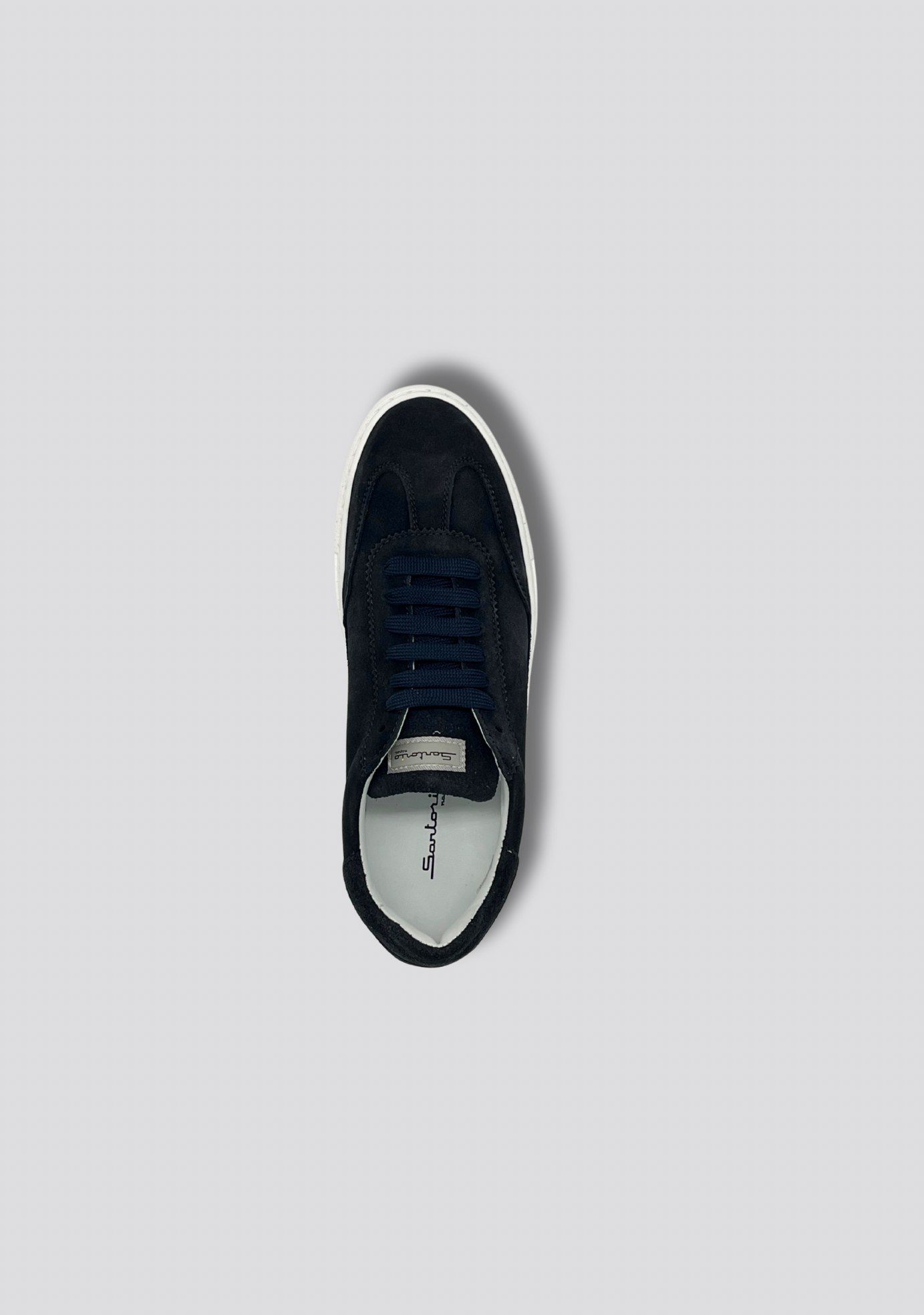 Black Suede Leather Sneakers with Vintage Stripe Accent